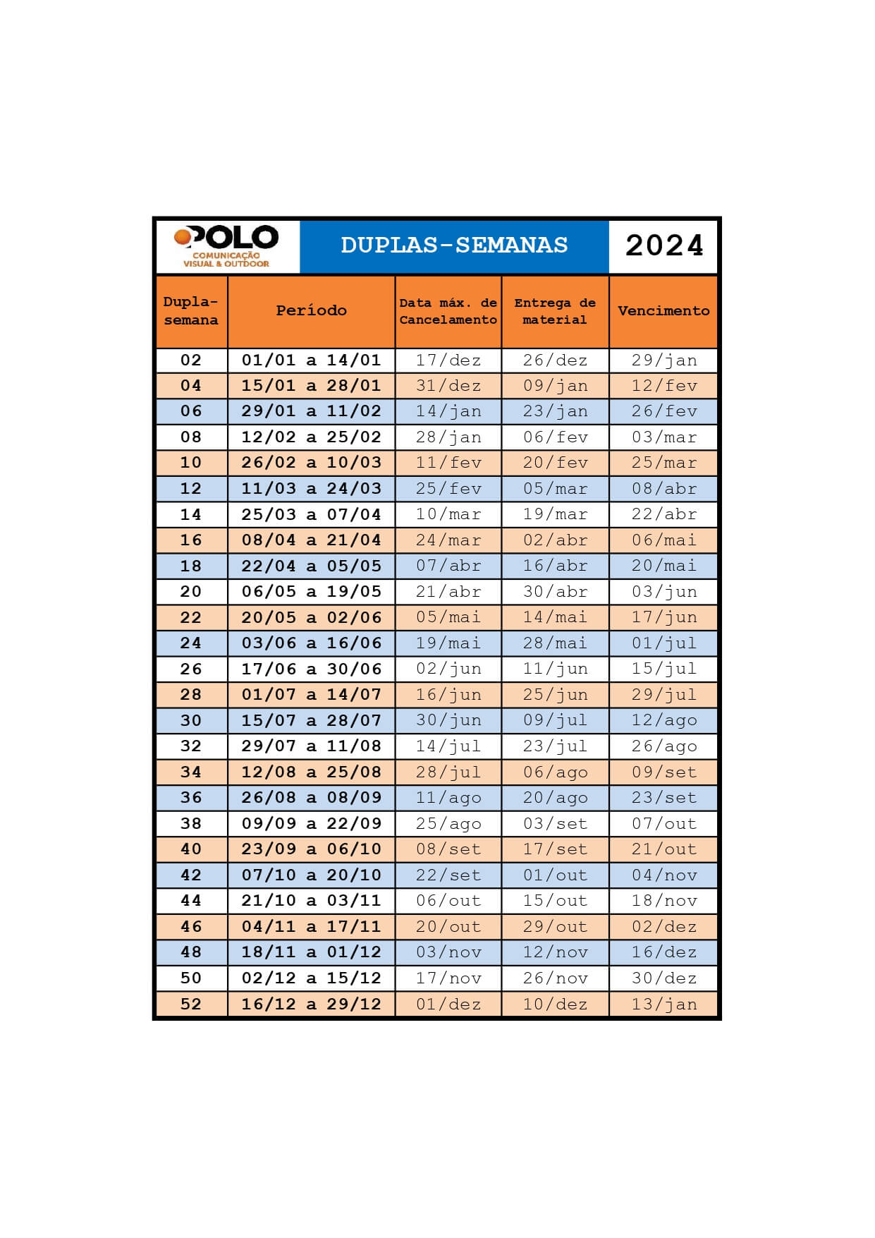 Calendário 2024